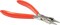 The Beadsmith Platinum Series German Bent Chain Nose Pliers, with polished steel head, red PVC comfort grip handle and double-leaf spring, tool for jewelry making
